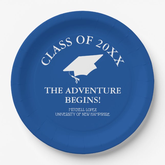 The Adventure Begins Graduation Paper Plate (Front)