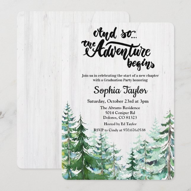 The Adventure Begins Graduation Party Invitation (Front/Back)