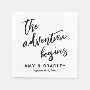 The Adventure Begins Handwriting Typography Napkin