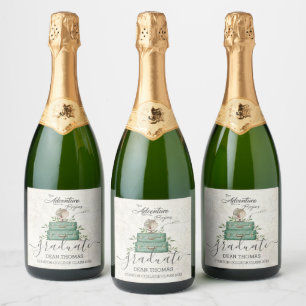 The Adventure Begins Journey Graduation Favour Sparkling Wine Label