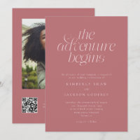 The Adventure Begins Minimal Dusty Pink Wedding
