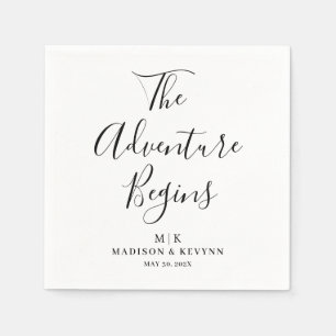 The Adventure Begins Minimal Wedding Napkins