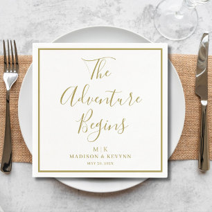The Adventure Begins Minimal    Wedding Napkins