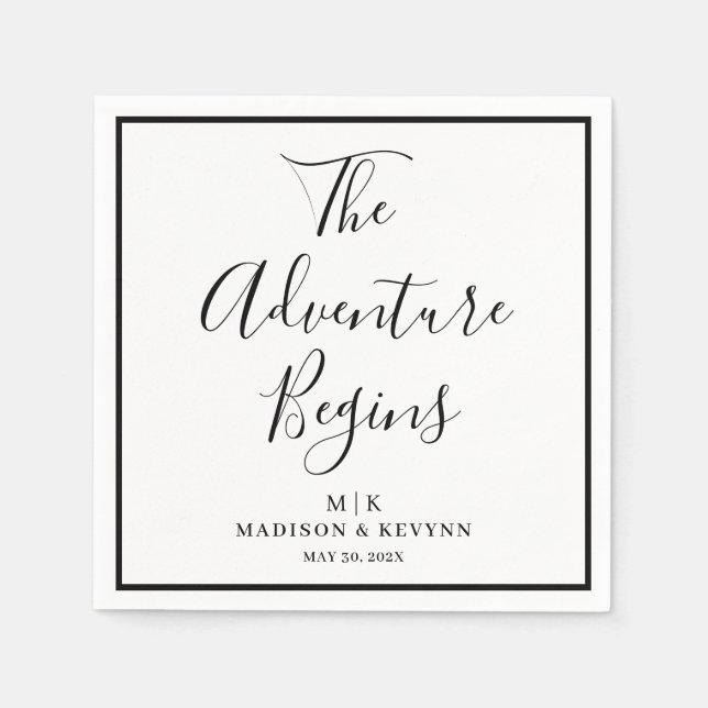The Adventure Begins Minimal  | Wedding Napkins (Front)