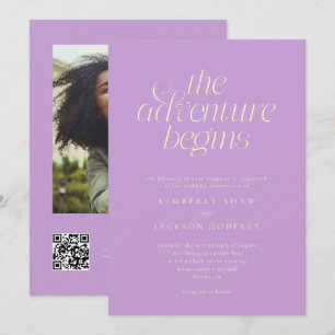 The Adventure Begins Minimal Wisteria Wedding  Invitation