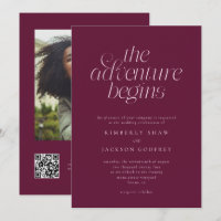 The Adventure Begins Minimalist Cranberry Wedding