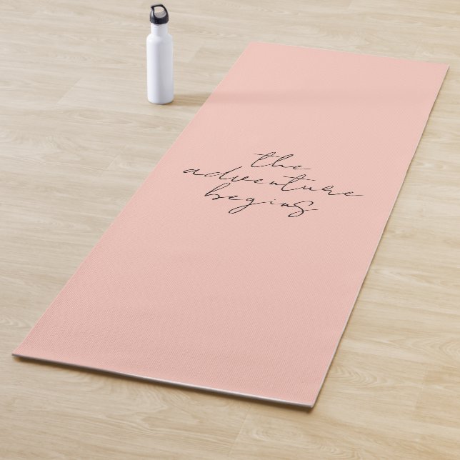 The Adventure Begins Minimalistic Calligraphy Yoga Mat (In Situ)