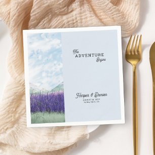 The Adventure Begins Mountain Lavender Wedding Napkin