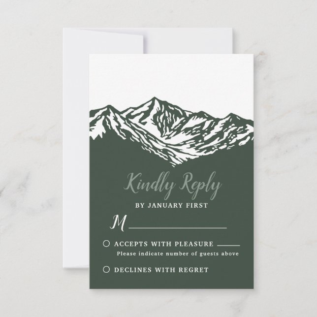 The Adventure Begins Mountain Wedding RSVP Card (Front)