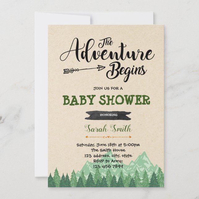 The adventure begins shower invitation (Front)