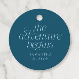 The Adventure Begins Teal Wedding Favour Tags