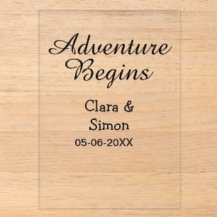 The adventure begins wedding couple name datsimple acrylic invitations
