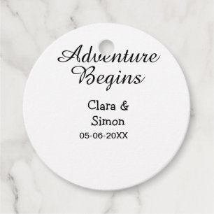 The adventure begins wedding couple name datsimple favour tags