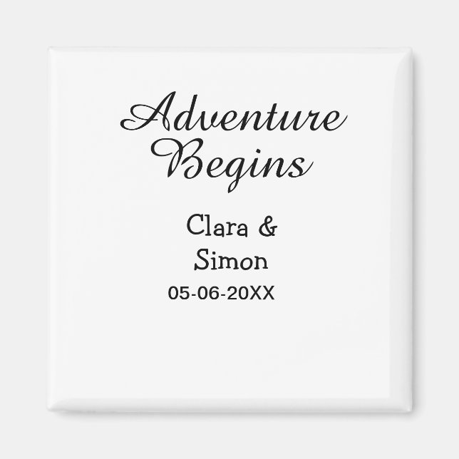 The adventure begins wedding couple name datsimple magnet (Front)