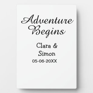 The adventure begins wedding couple name datsimple plaque