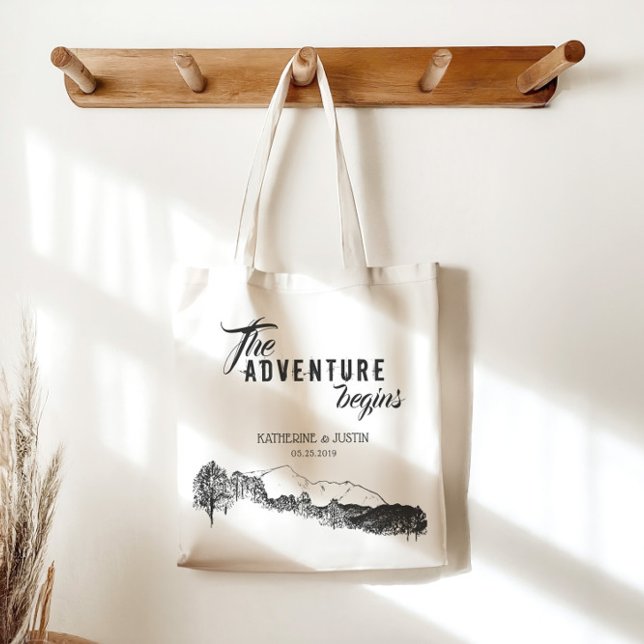The Adventure Begins Wedding Favor Tote Bag (Creator Uploaded)