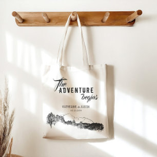 The Adventure Begins ⎥Wedding Favour Tote Bag