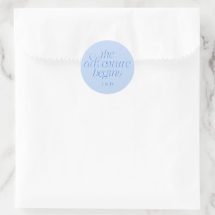 The Adventure Begins Wedding Icy Blue Classic Round Sticker