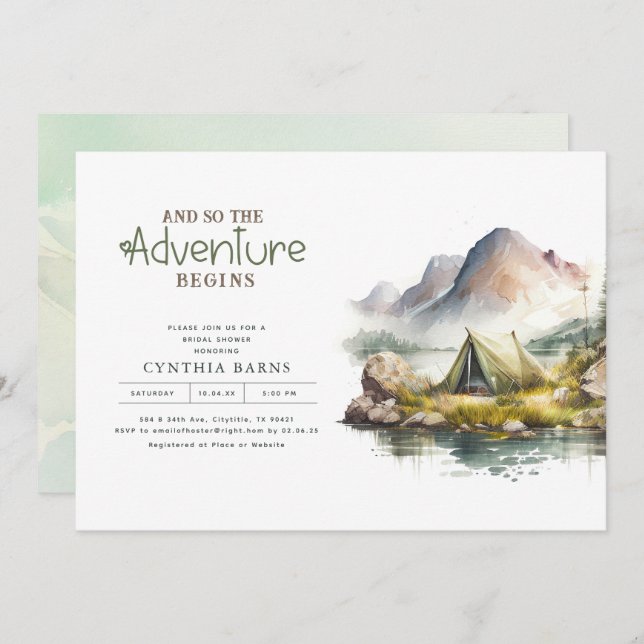 The Adventure Begins Wild Nature Bridal Shower Invitation (Front/Back)