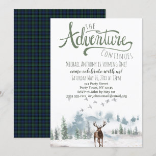 The Adventure Continues Woodland Birthday Invitation