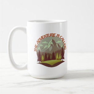 The Adventure Is Calling. Monutain and forest Coffee Mug