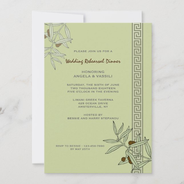 The Aegean Wedding Rehearsal Dinner Invitation (Front)