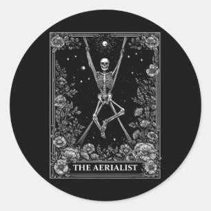 The Aerialist Aerial Silk Tarot Card Skeleton Witc Classic Round Sticker