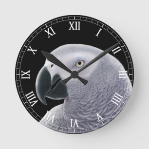 The African Grey Parrot Wall Clock