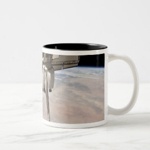 The aft section of the docked space shuttle Two-Tone coffee mug