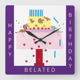 The Afternoon Nap- Belated Birthday:   Square Wall Square Wall Clock