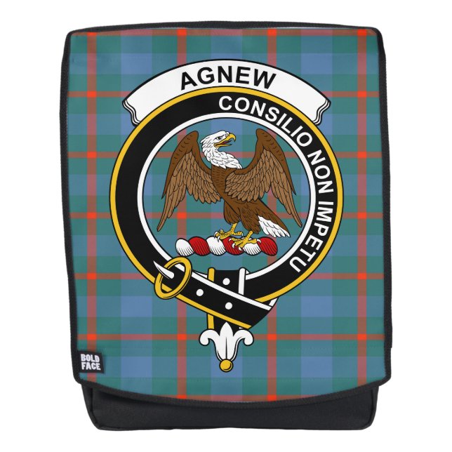 The Agnew Ancient Clan Crest Tartan Pla Backpack (Front)