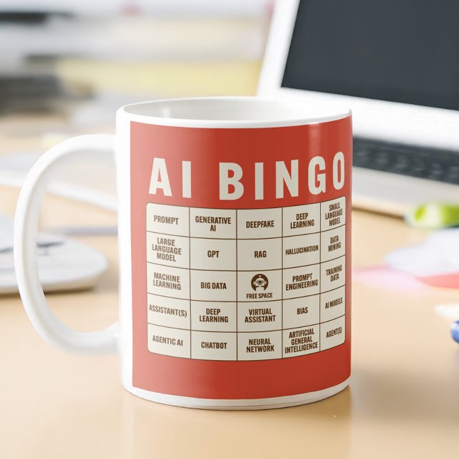 The AI Bingo Coffee Mug (AI Buzzword Bingo Mug transforms every jargon-filled conference into an entertaining game)