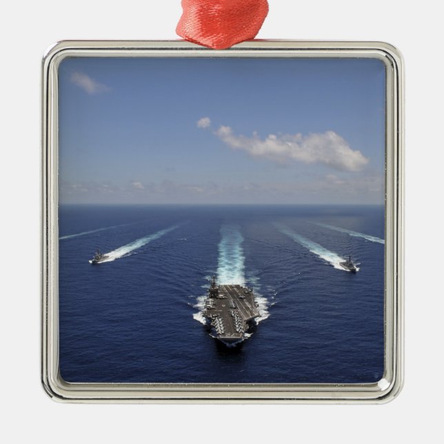 The aircraft carrier USS Abraham Lincoln Metal Ornament (Front)