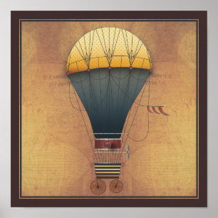 The Airship Abeelle Steampunk Flying Machine Poster