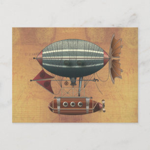 The Airship Aleutian Steampunk Flying Machine Postcard