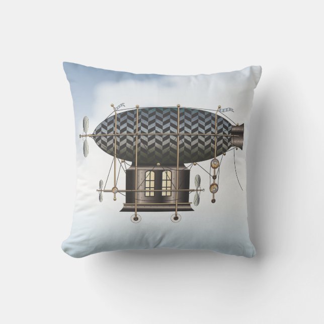 The Airship Petite Noir Steampunk Flying Machine Cushion (Front)