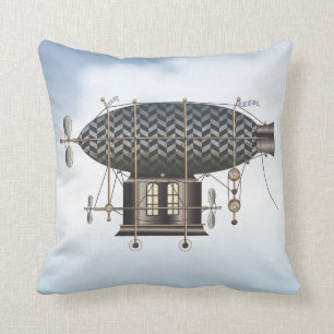 The Airship Petite Noir Steampunk Flying Machine Cushion