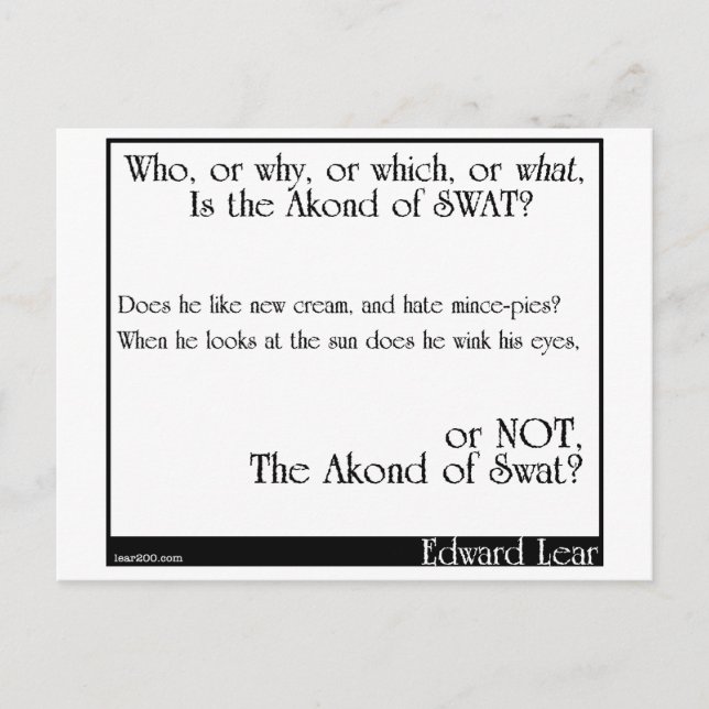 The Akond of Swat 20 Postcard (Front)