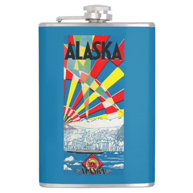 The Alaska Line Steamship Poster Hip Flask (Front)