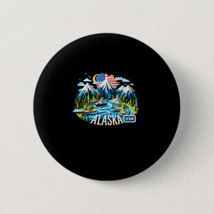 The Alaska State In Usa Sticker 6 Cm Round Badge