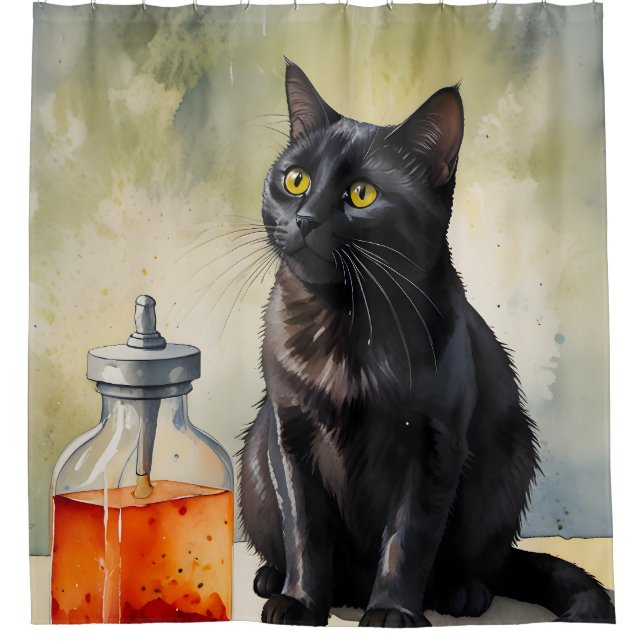 The Alchemist’s Cat Shower Curtain (Front)