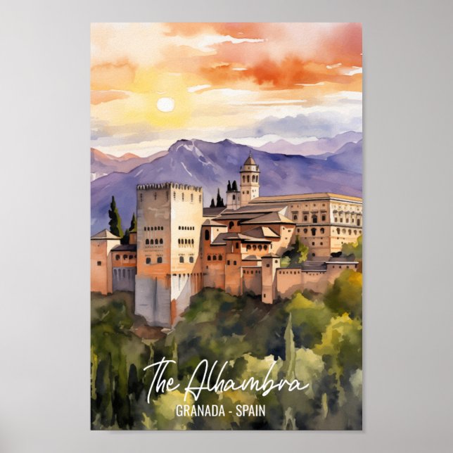 The Alhambra Spain Famous Travel Place Poster (Front)