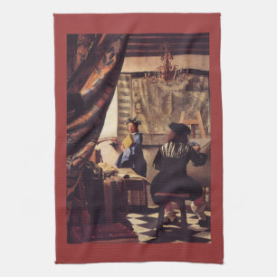 The Allegory of Painting by Johannes Vermeer Tea Towel