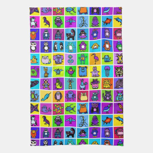 "the alphabet book" kitchen towel - squares (Vertical)