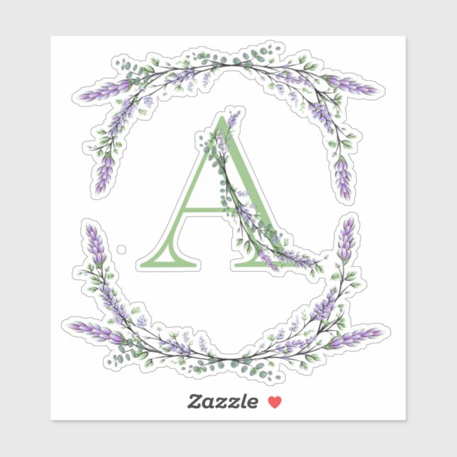 The alphabet Monogram "A" Lavender Eucalyptus (Sheet)