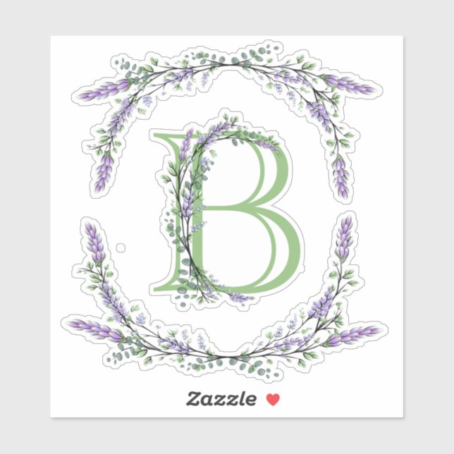 The alphabet Monogram "B" Lavender Eucalyptus (Sheet)