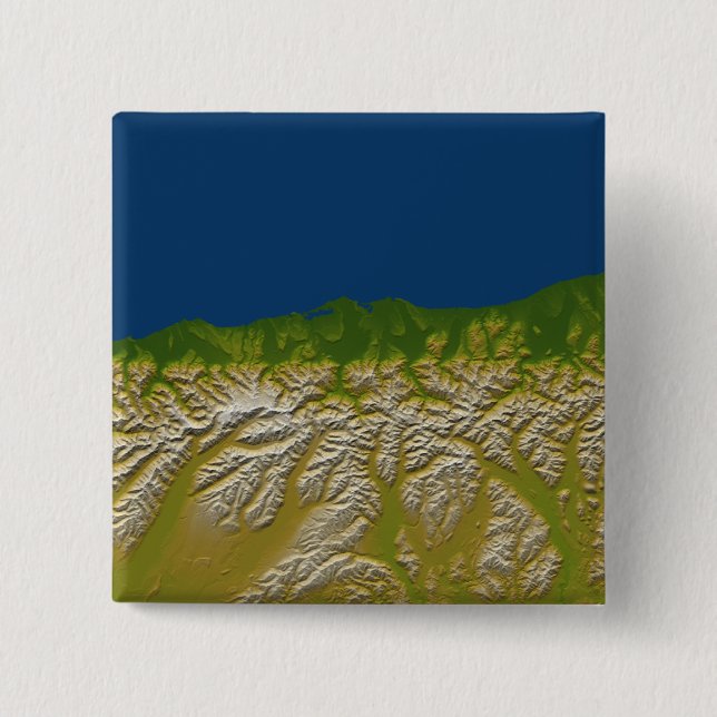 The Alpine fault along the west coast 15 Cm Square Badge (Front)