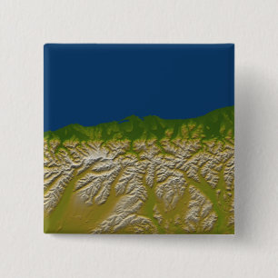 The Alpine fault along the west coast 15 Cm Square Badge