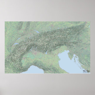 The Alps Landscape Map Poster