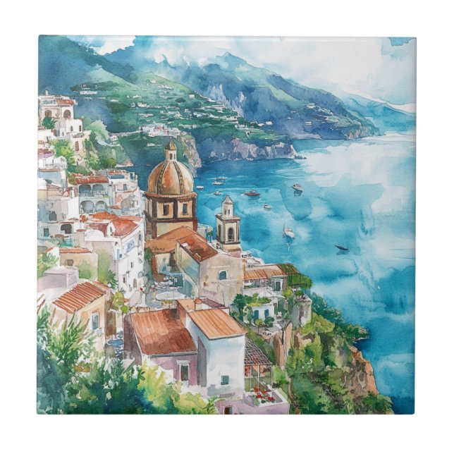 The Amalfi Coast, Italy Ceramic Tile (Front)